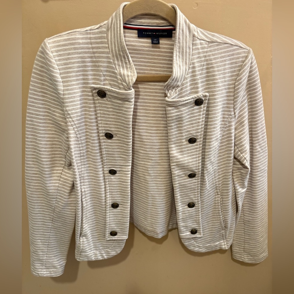 NWOT Tommy Hilfiger Women's Striped Military-Style Open-Front Band Jacket Small - Picture 3 of 9